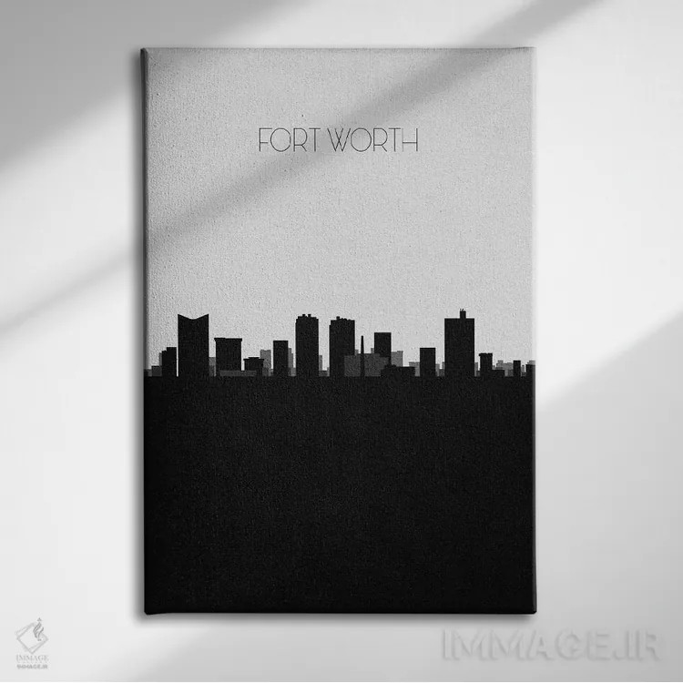 تابلو خط افق شهر فورت ورث، تگزاس اثر آیشه دنیز آکِرمان - نمای روبهرو روی دیوار