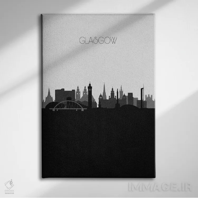 تابلو خط افق شهر گلاسگو، اسکاتلند اثر آیشه دنیز آکِرمان - نمای روبهرو روی دیوار
