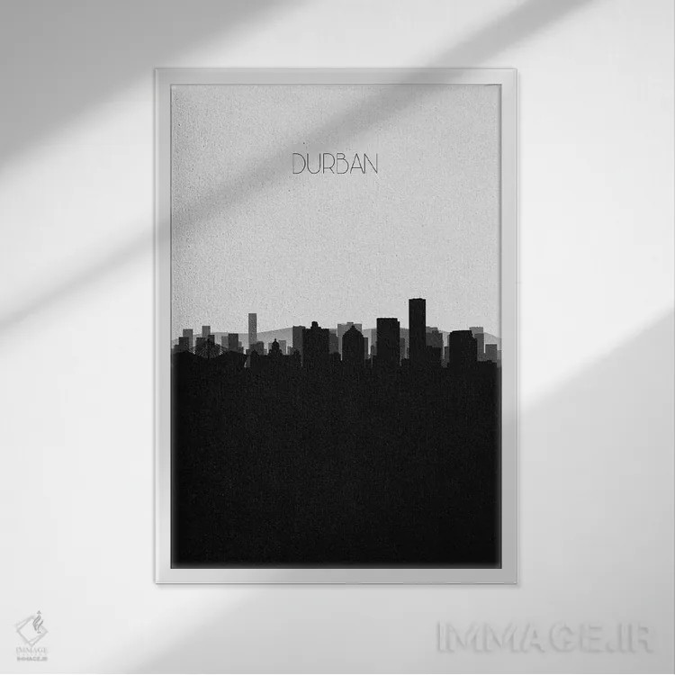 تابلو خط افق شهر دوربان، آفریقای جنوبی اثر آیشه دنیز آکِرمان - نمای قابدار سفید