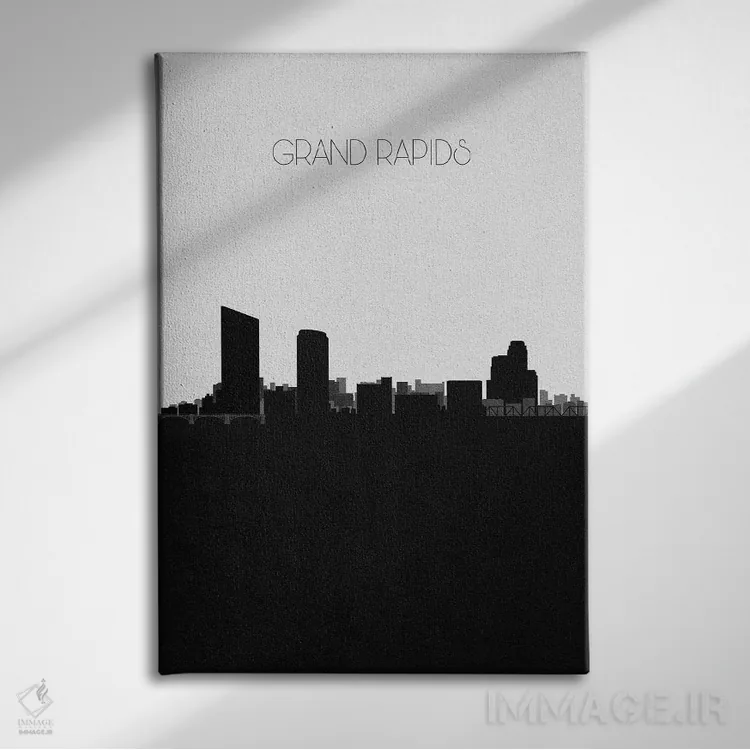 تابلو خط افق شهر گرند رپیدز، میشیگان اثر آیشه دنیز آکِرمان - نمای روبهرو روی دیوار