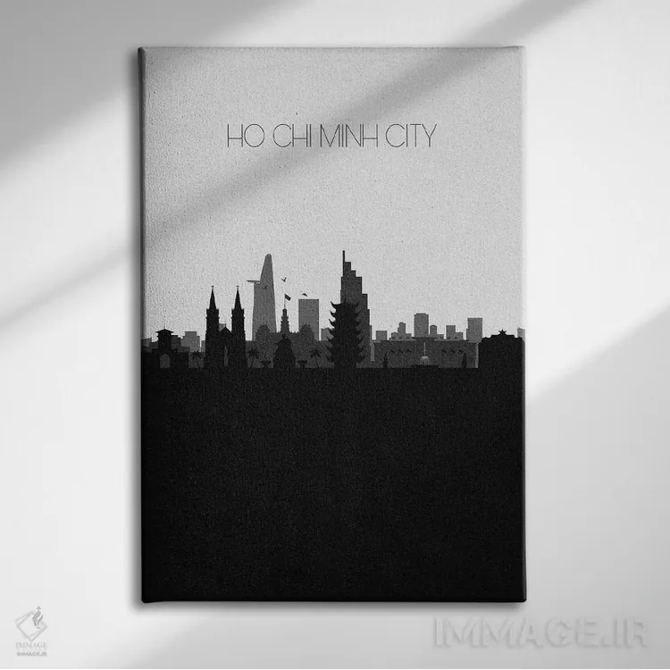 تابلو خط افق شهر هوشیمین، ویتنام اثر آیشه دنیز آکِرمان - نمای روبهرو روی دیوار