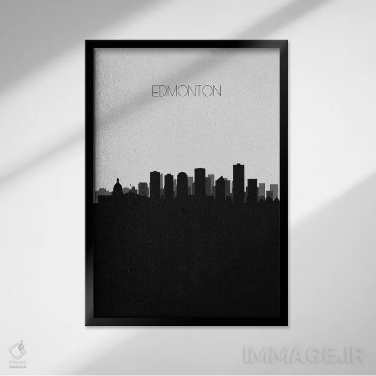 تابلو خط افق شهر ادمونتون، کانادا اثر آیشه دنیز آکِرمان - نمای قابدار مشکی