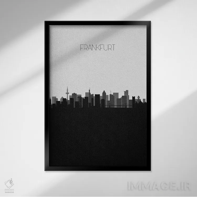 تابلو خط افق شهر فرانکفورت، آلمان اثر آیشه دنیز آکِرمان - نمای قابدار مشکی