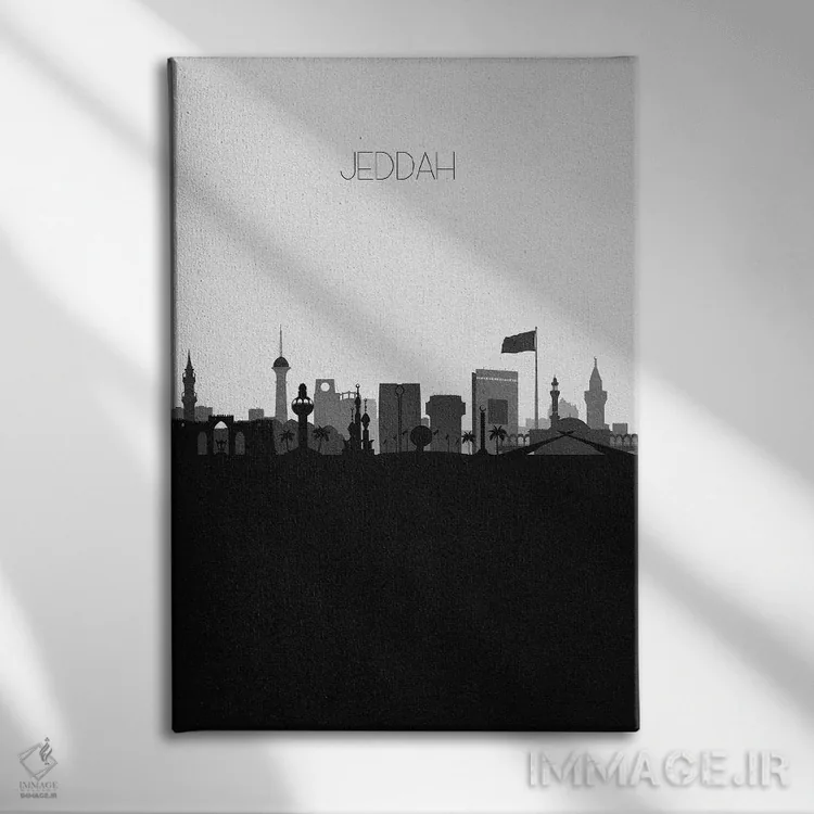تابلو خط افق شهر جده، عربستان سعودی اثر آیشه دنیز آکِرمان - نمای روبهرو روی دیوار