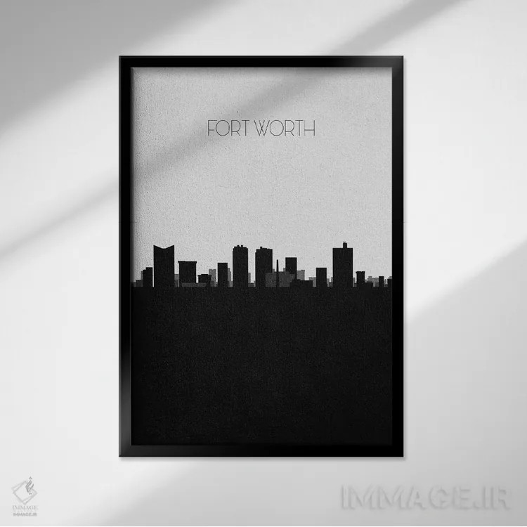 تابلو خط افق شهر فورت ورث، تگزاس اثر آیشه دنیز آکِرمان - نمای قابدار مشکی
