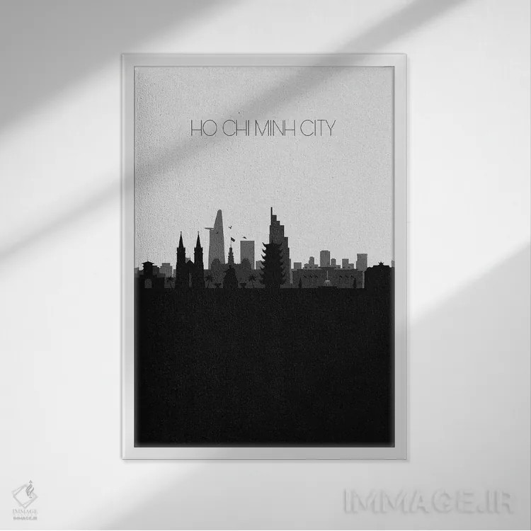 تابلو خط افق شهر هوشیمین، ویتنام اثر آیشه دنیز آکِرمان - نمای قابدار سفید