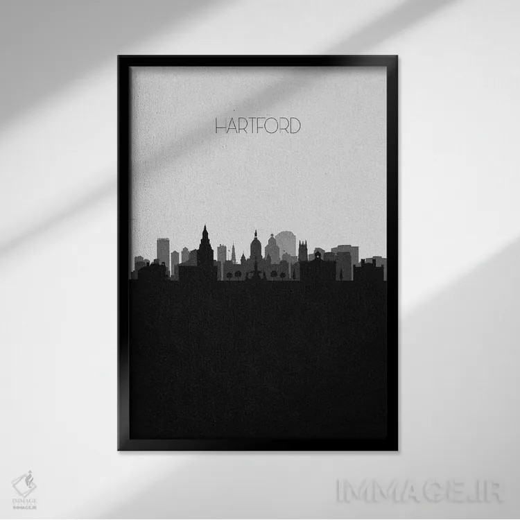 تابلو خط افق شهر هارتفورد، کنتیکت اثر آیشه دنیز آکِرمان - نمای قابدار مشکی