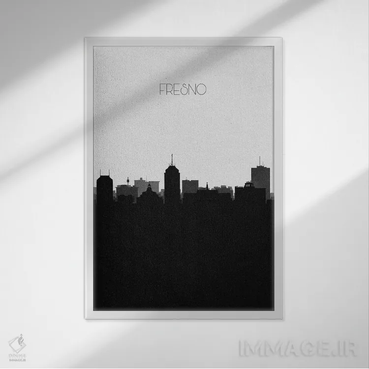 تابلو خط افق شهر فرسنو، کالیفرنیا اثر آیشه دنیز آکِرمان - نمای قابدار سفید