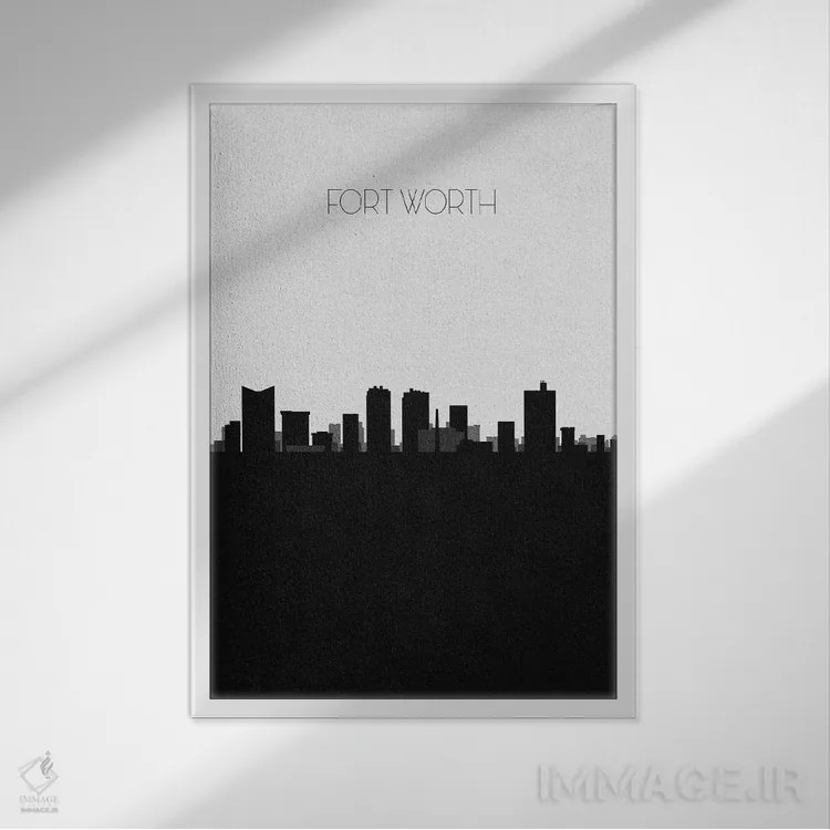 تابلو خط افق شهر فورت ورث، تگزاس اثر آیشه دنیز آکِرمان - نمای قابدار سفید