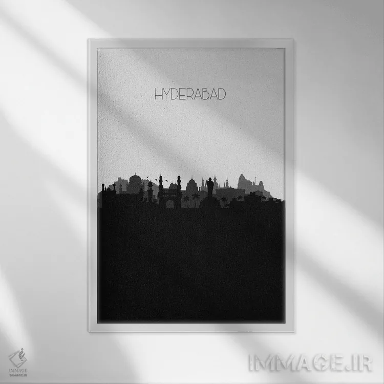 تابلو خط افق شهر حیدرآباد، هند اثر آیشه دنیز آکِرمان - نمای قابدار سفید