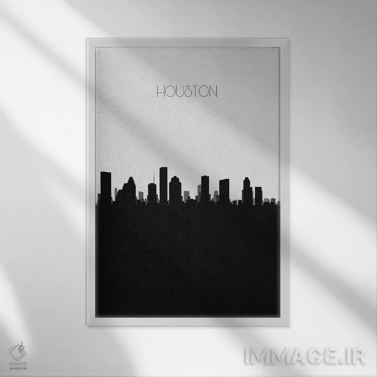 تابلو خط افق شهر هیوستون، تگزاس اثر آیشه دنیز آکِرمان - نمای قابدار سفید
