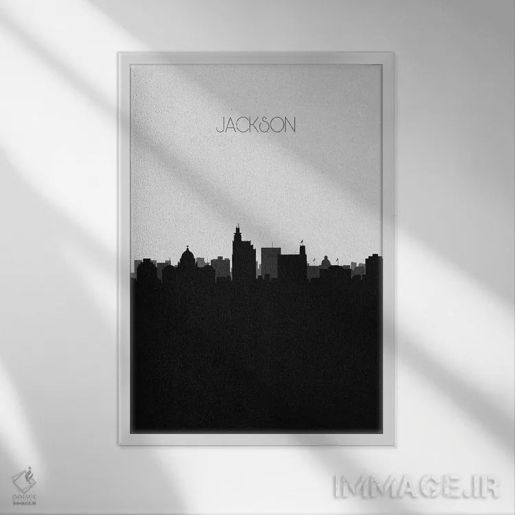 تابلو خط افق شهر جکسون، میسیسیپی اثر آیشه دنیز آکِرمان - نمای قابدار سفید