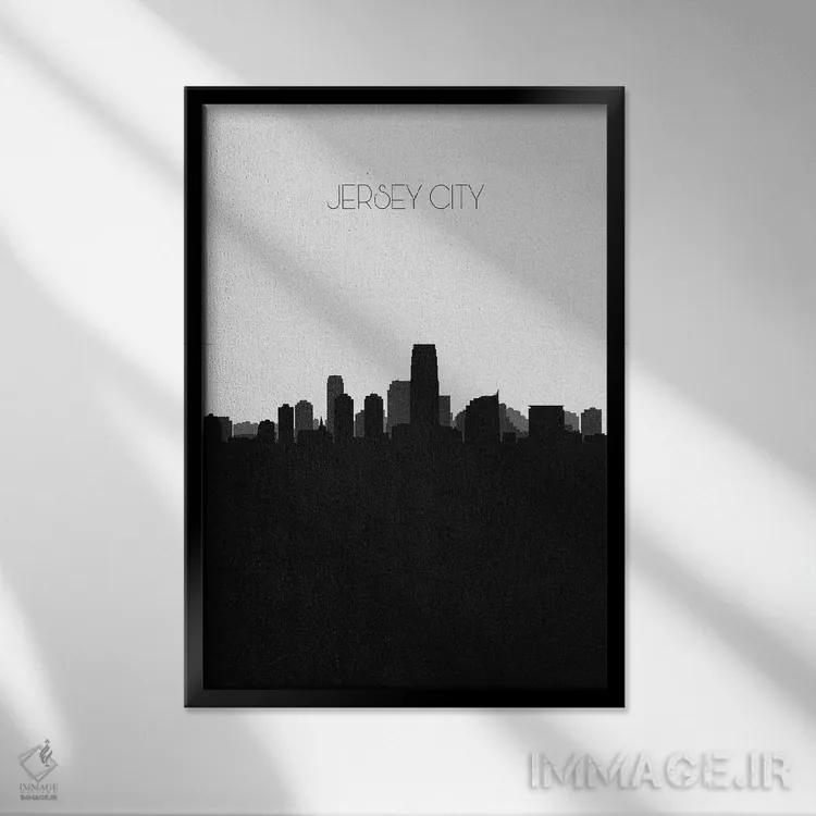 تابلو خط افق شهر جرزی سیتی، نیوجرسی اثر آیشه دنیز آکِرمان - نمای قابدار مشکی