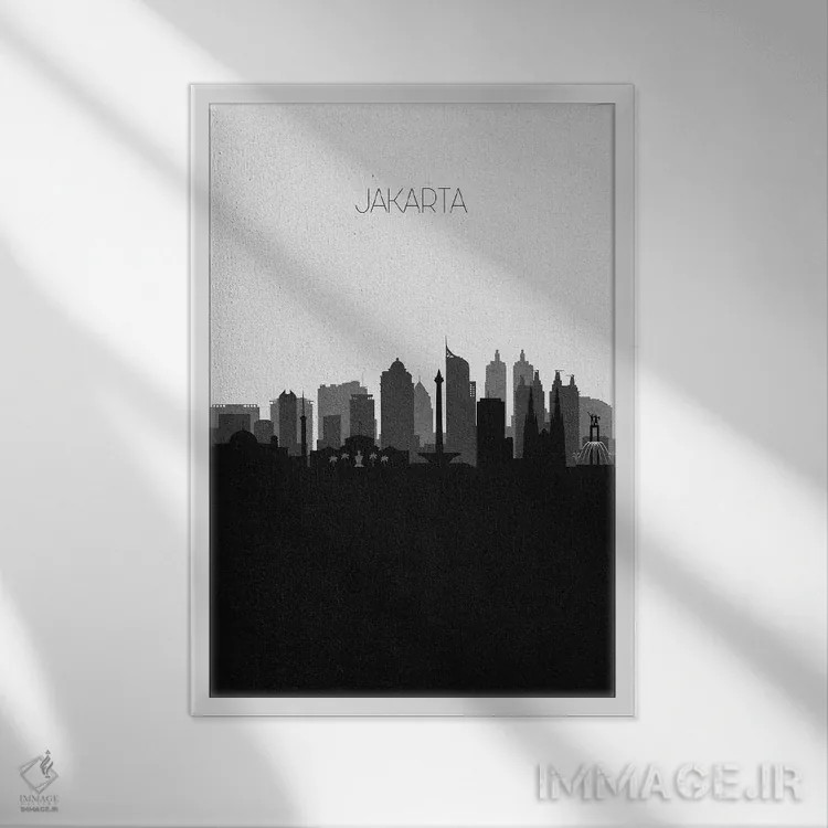 تابلو خط افق شهر جاکارتا، اندونزی اثر آیشه دنیز آکِرمان - نمای قابدار سفید