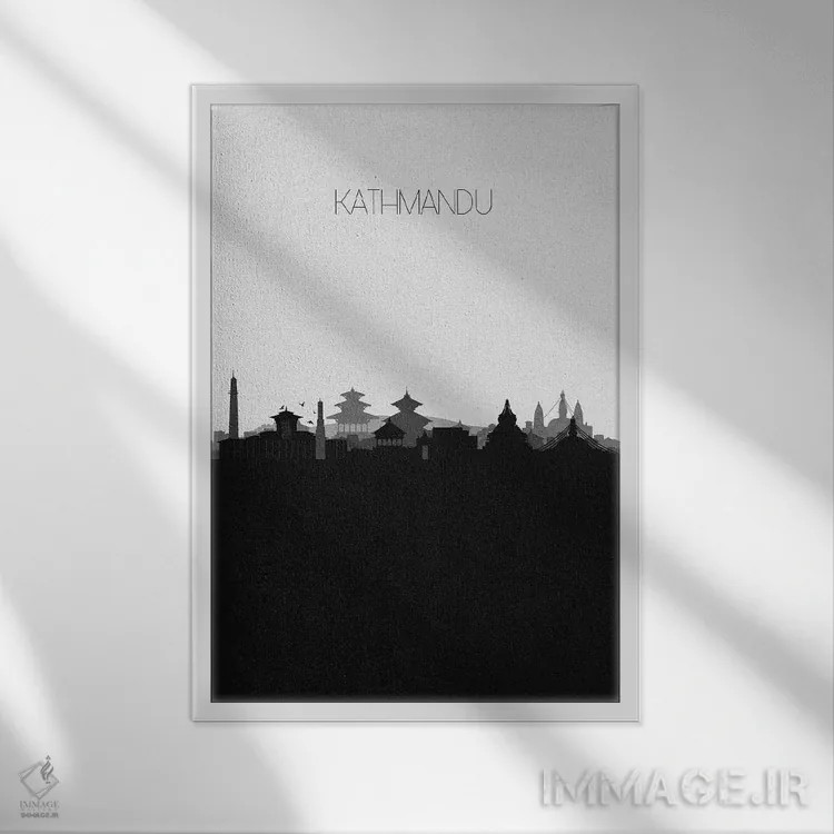 تابلو خط افق شهر کاتماندو، نپال اثر آیشه دنیز آکِرمان - نمای قابدار سفید