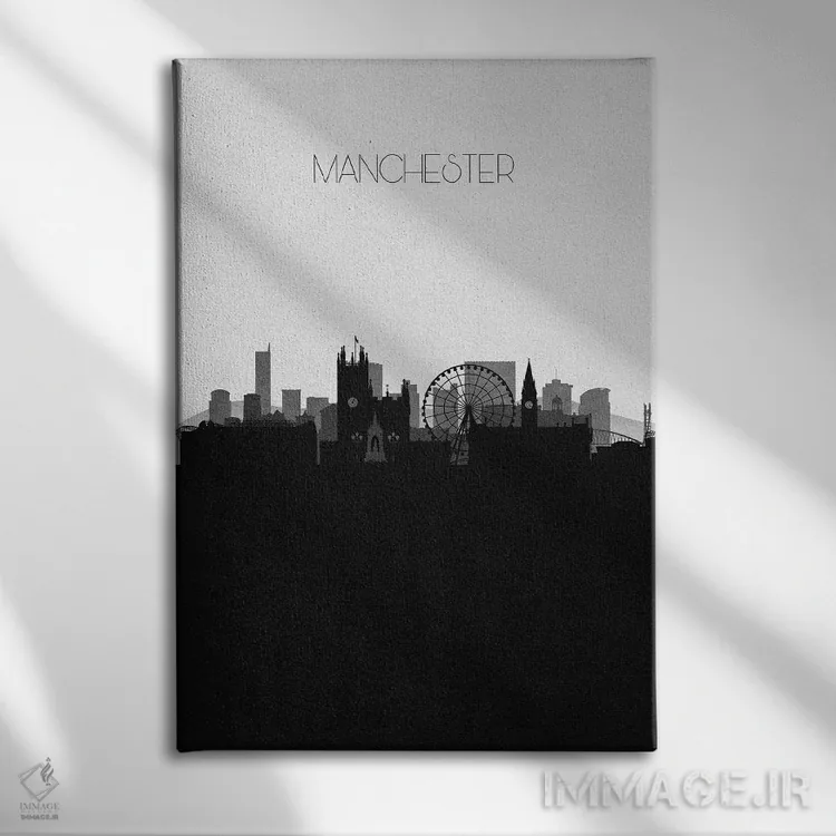 تابلو خط افق شهر منچستر، بریتانیا اثر آیشه دنیز آکِرمان - نمای روبهرو روی دیوار