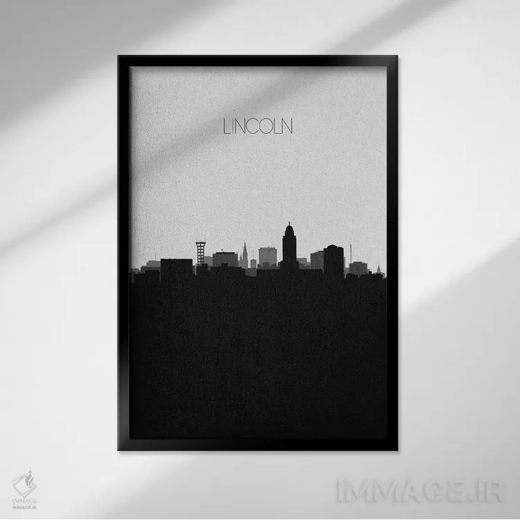 تابلو خط افق شهر لینکلن، نبراسکا اثر آیشه دنیز آکِرمان - نمای قابدار مشکی