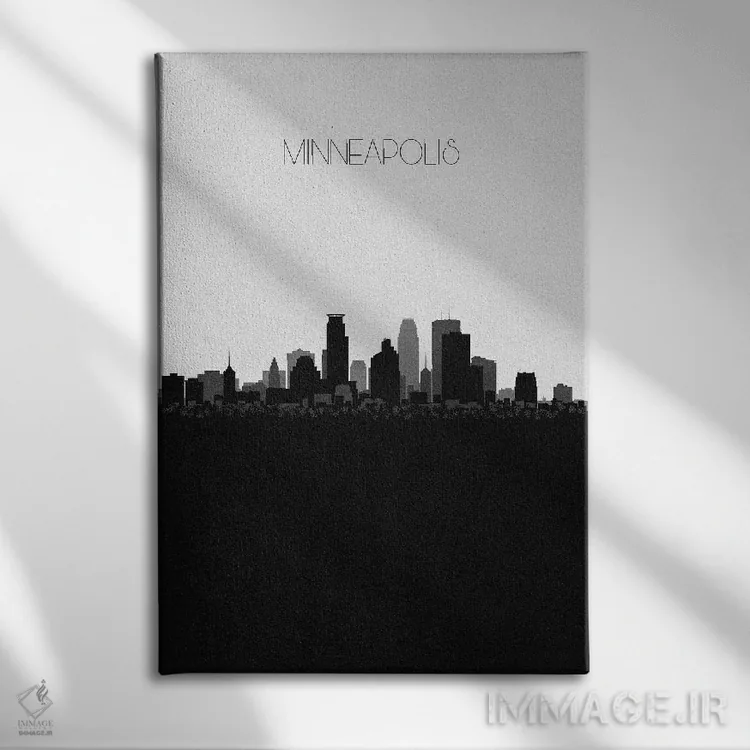 تابلو خط افق شهر مینیاپولیس، مینهسوتا اثر آیشه دنیز آکِرمان - نمای روبهرو روی دیوار