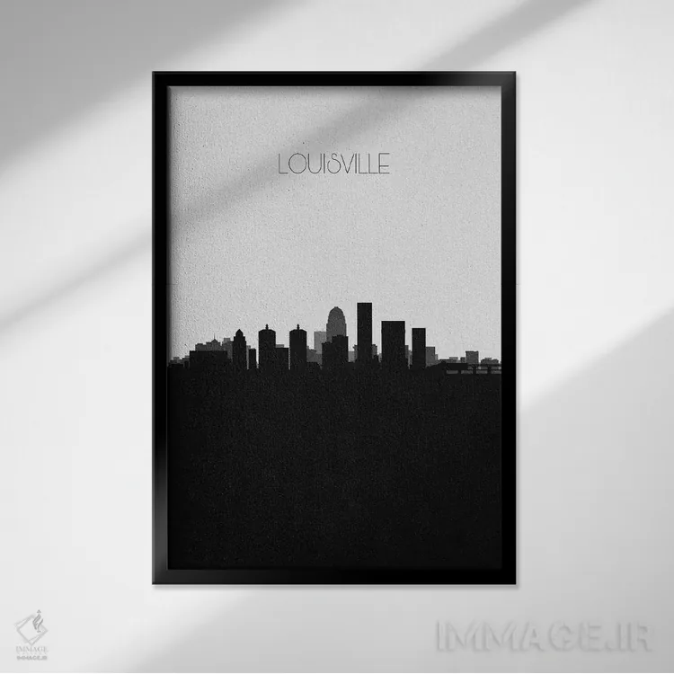 تابلو خط افق شهر لوئیزویل، کنتاکی اثر آیشه دنیز آکِرمان - نمای قابدار مشکی