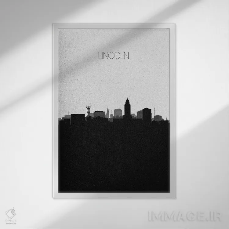 تابلو خط افق شهر لینکلن، نبراسکا اثر آیشه دنیز آکِرمان - نمای قابدار سفید