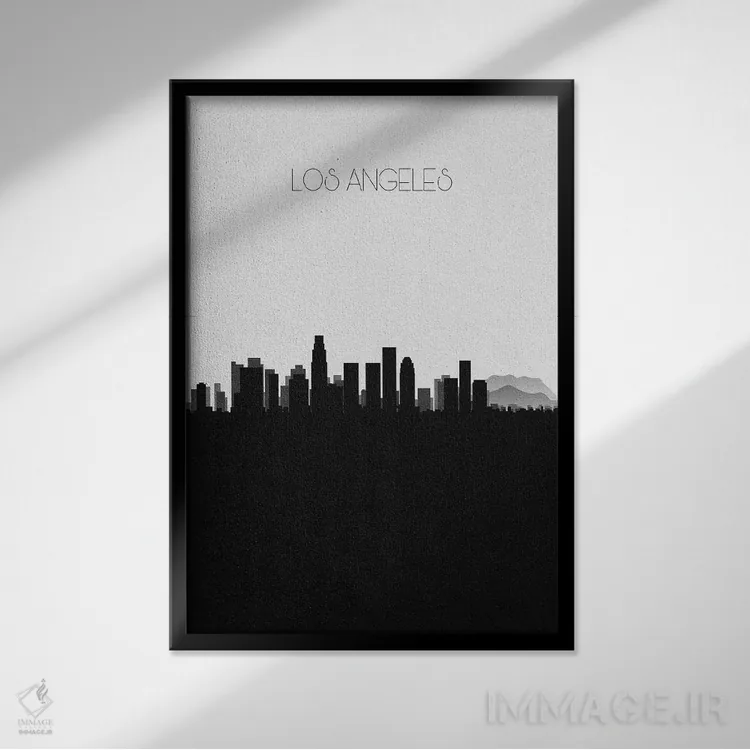 تابلو خط افق شهر لسآنجلس، کالیفرنیا اثر آیشه دنیز آکِرمان - نمای قابدار مشکی