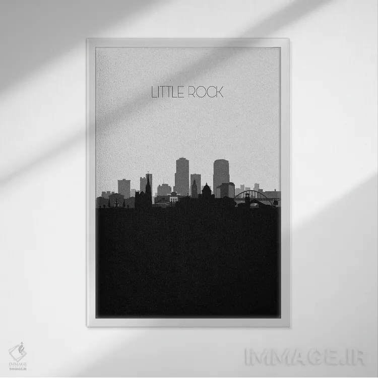 تابلو خط افق شهر لیتل راک، آرکانزاس اثر آیشه دنیز آکِرمان - نمای قابدار سفید