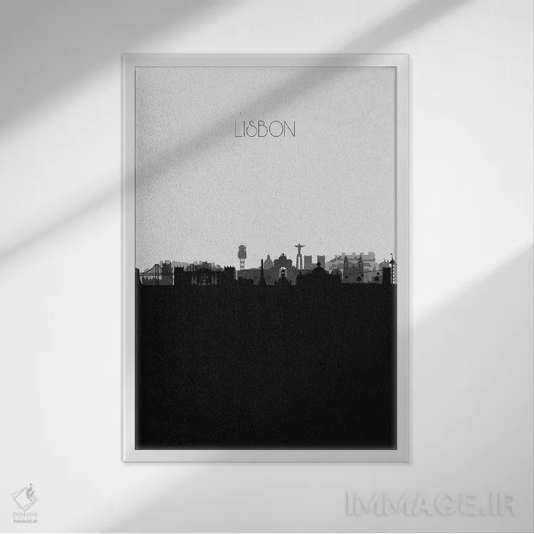 تابلو خط افق شهر لیسبون، پرتغال اثر آیشه دنیز آکِرمان - نمای قابدار سفید