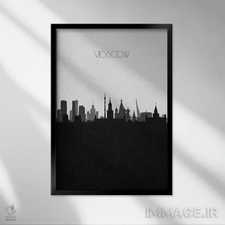 تابلو خط افق شهر مسکو، روسیه اثر آیشه دنیز آکِرمان - نمای قابدار مشکی