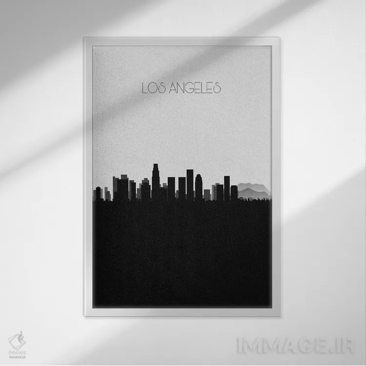 تابلو خط افق شهر لسآنجلس، کالیفرنیا اثر آیشه دنیز آکِرمان - نمای قابدار سفید