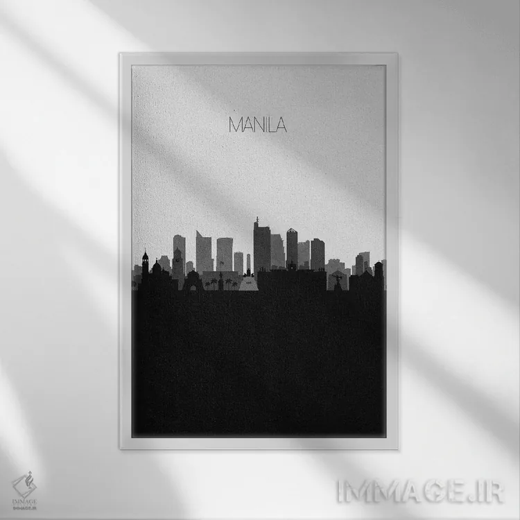 تابلو خط افق شهر مانیل، فیلیپین اثر آیشه دنیز آکِرمان - نمای قابدار سفید