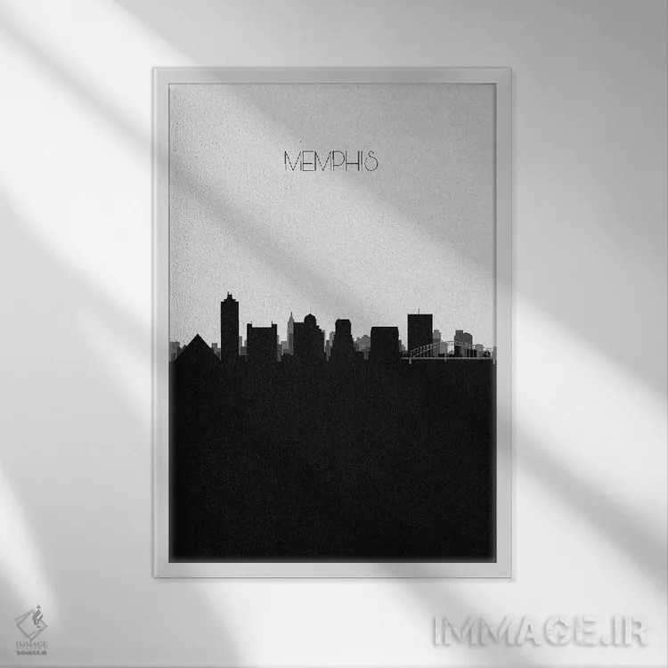 تابلو خط افق شهر ممفیس، تنسی اثر آیشه دنیز آکِرمان - نمای قابدار سفید