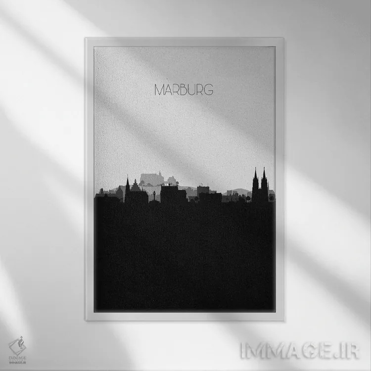 تابلو خط افق شهر ماربورگ، آلمان اثر آیشه دنیز آکِرمان - نمای قابدار سفید