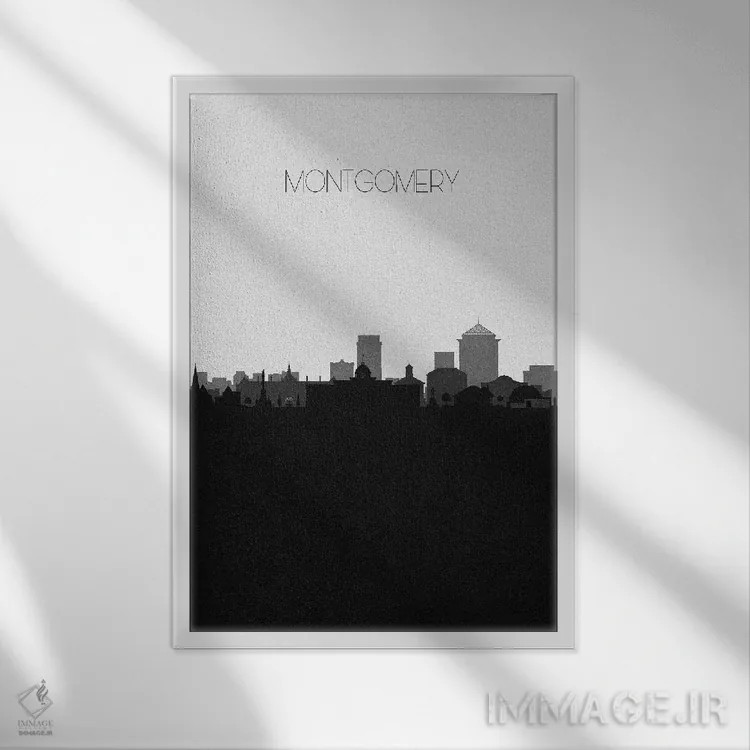 تابلو خط افق شهر مونتگومری، آلاباما اثر آیشه دنیز آکِرمان - نمای قابدار سفید