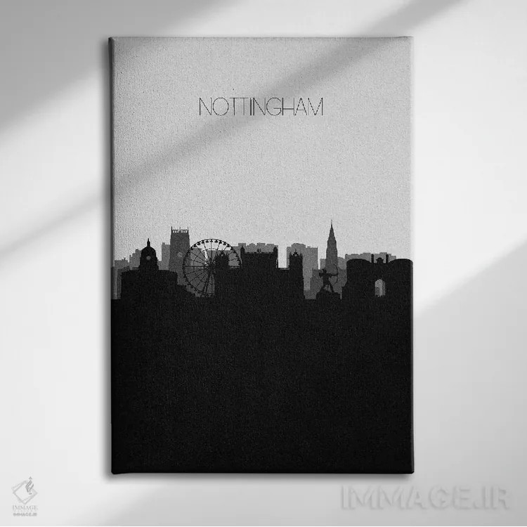 تابلو خط افق شهر ناتینگهام، بریتانیا اثر آیشه دنیز آکِرمان - نمای روبهرو روی دیوار