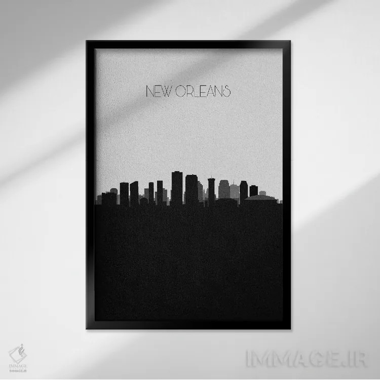 تابلو خط افق شهر نیواورلئان، لوئیزیانا اثر آیشه دنیز آکِرمان - نمای قابدار مشکی