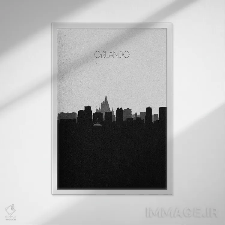 تابلو خط افق شهر اورلاندو، فلوریدا اثر آیشه دنیز آکِرمان - نمای قابدار سفید