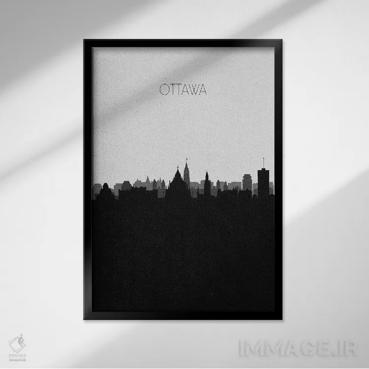 تابلو خط افق شهر اتاوا، کانادا اثر آیشه دنیز آکِرمان - نمای قابدار مشکی