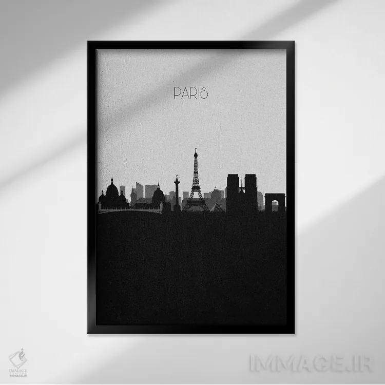 تابلو خط افق شهر پاریس، فرانسه اثر آیشه دنیز آکِرمان - نمای قابدار مشکی