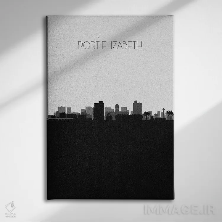 تابلو خط افق شهر پورت الیزابت، آفریقای جنوبی اثر آیشه دنیز آکِرمان - نمای روبهرو روی دیوار