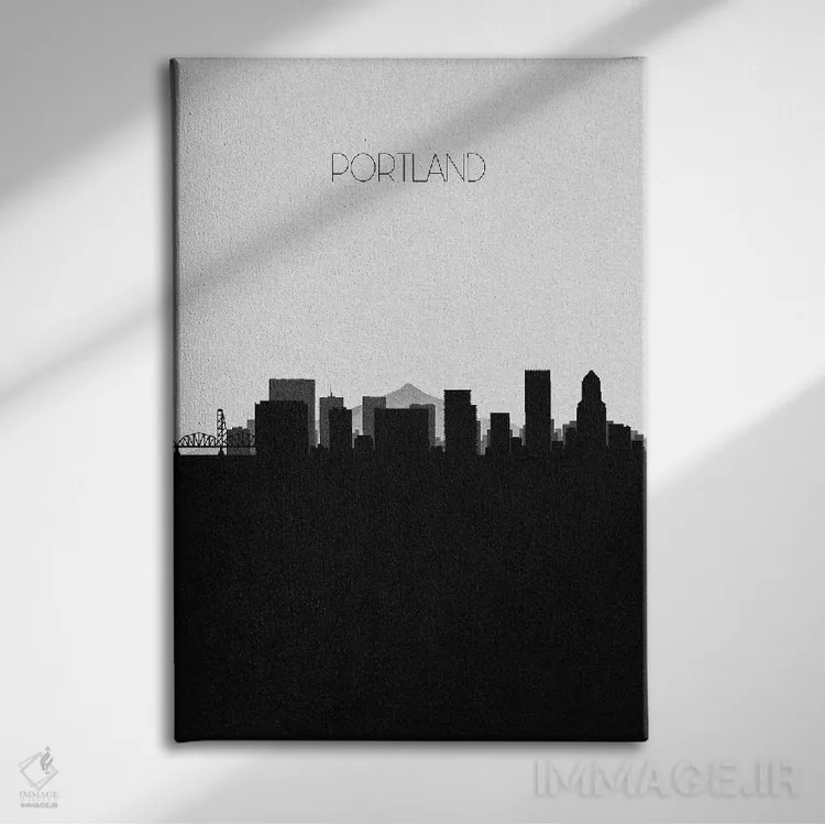 تابلو خط افق شهر پورتلند، اورگن اثر آیشه دنیز آکِرمان - نمای روبهرو روی دیوار