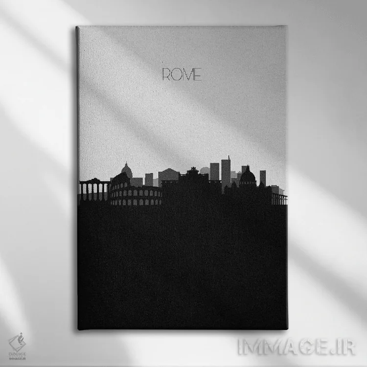 تابلو خط افق شهر رم، ایتالیا اثر آیشه دنیز آکِرمان - نمای روبهرو روی دیوار