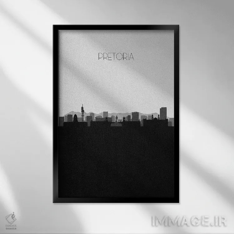 تابلو خط افق شهر پرتوریا، آفریقای جنوبی اثر آیشه دنیز آکِرمان - نمای قابدار مشکی