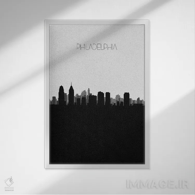 تابلو خط افق شهر فیلادلفیا، پنسیلوانیا اثر آیشه دنیز آکِرمان - نمای قابدار سفید