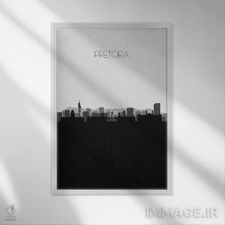 تابلو خط افق شهر پرتوریا، آفریقای جنوبی اثر آیشه دنیز آکِرمان - نمای قابدار سفید