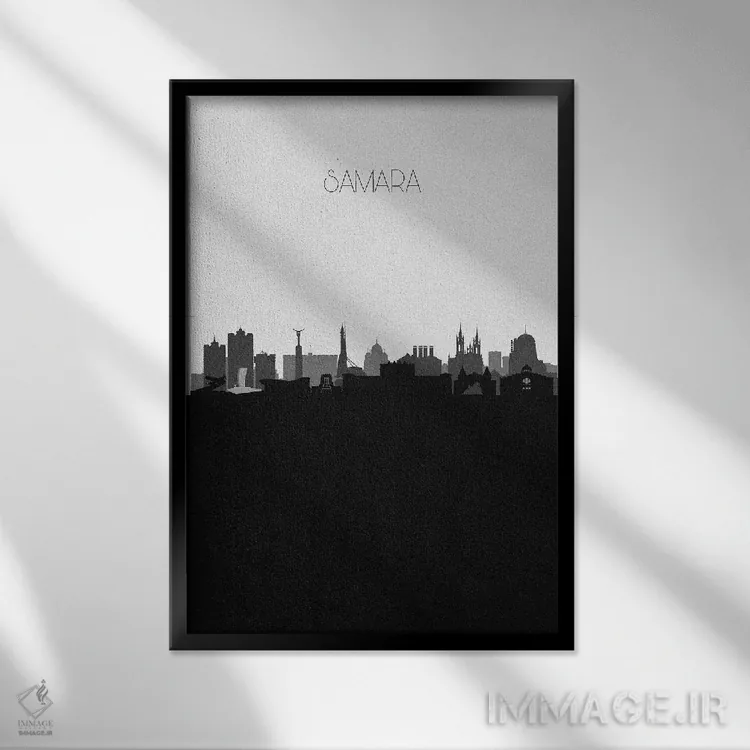 تابلو خط افق شهر سامارا، روسیه اثر آیشه دنیز آکِرمان - نمای قابدار مشکی