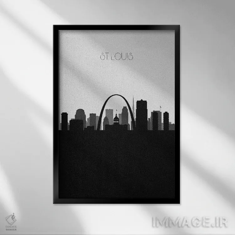 تابلو خط افق شهر سنت لوئیس، میزوری اثر آیشه دنیز آکِرمان - نمای قابدار مشکی