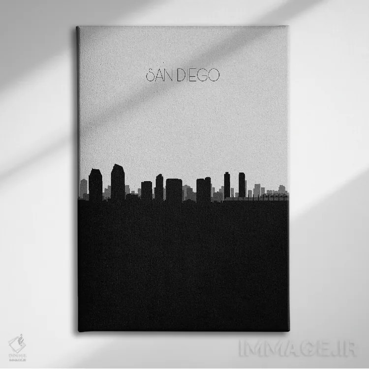 تابلو خط افق شهر سندیگو، کالیفرنیا اثر آیشه دنیز آکِرمان - نمای روبهرو روی دیوار