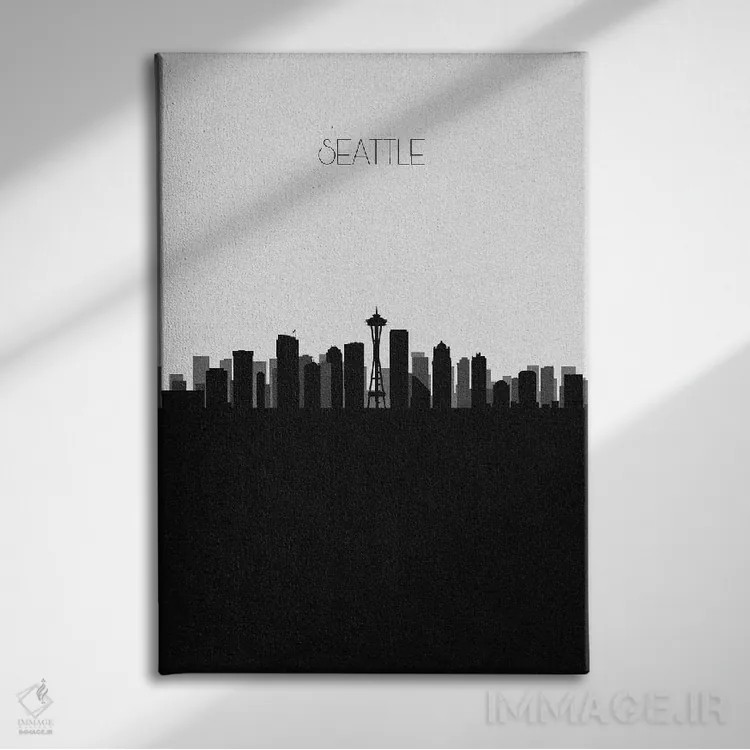 تابلو خط افق شهر سیاتل، واشینگتن اثر آیشه دنیز آکِرمان - نمای روبهرو روی دیوار