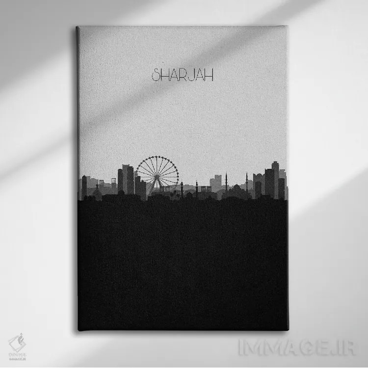 تابلو خط افق شهر شارجه، امارات متحده عربی اثر آیشه دنیز آکِرمان - نمای روبهرو روی دیوار
