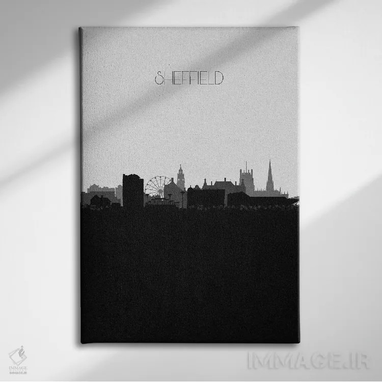 تابلو خط افق شهر شفیلد، انگلستان اثر آیشه دنیز آکِرمان - نمای روبهرو روی دیوار
